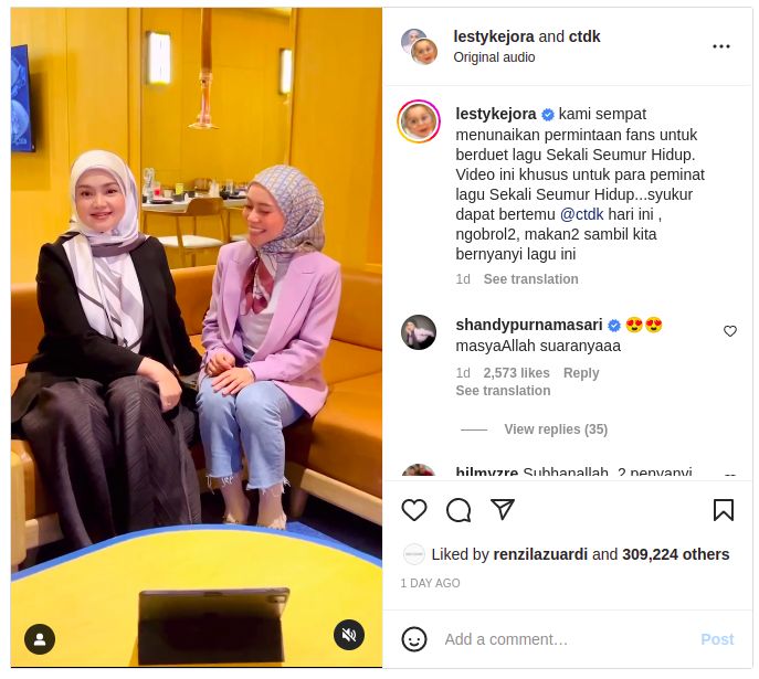 Momen pertemuan Lesti Kejora dengan Siti Nurhaliza