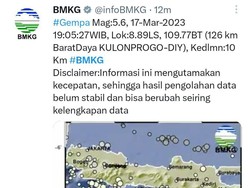 Jogja Digoyang Gempa M 5,6, Pusatnya di Kulon Progo