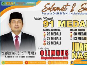 Mantab! MTsN 1 Kota Makassar Raih 91 Medali di Olimpiade Nusantara 2023