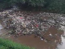 Duh! Sampah dari Hulu Menumpuk di Sungai Kalibata Jaksel