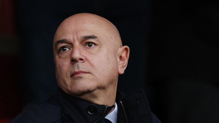 Tottenham Hotspurs English chairman Daniel Levy reacts during the English Premier League football match between Southampton and Tottenham Hotspur at St Marys Stadium in Southampton, southern England on March 18, 2023. (Photo by Adrian DENNIS / AFP) / RESTRICTED TO EDITORIAL USE. No use with unauthorized audio, video, data, fixture lists, club/league logos or live services. Online in-match use limited to 120 images. An additional 40 images may be used in extra time. No video emulation. Social media in-match use limited to 120 images. An additional 40 images may be used in extra time. No use in betting publications, games or single club/league/player publications. /  (Photo by ADRIAN DENNIS/AFP via Getty Images)