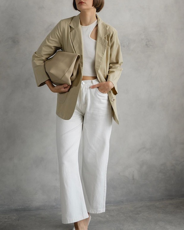 Serafina Button Front Ivory Blazer - This is April