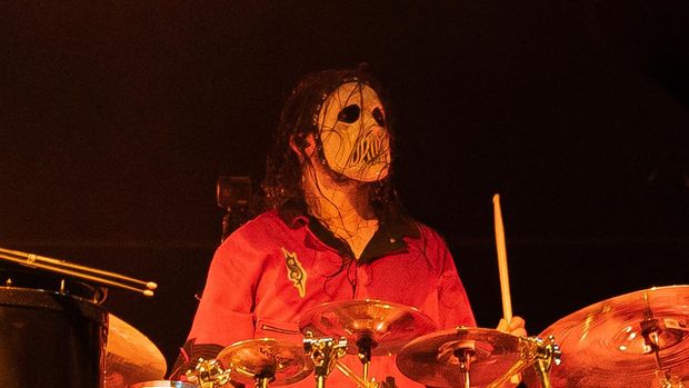 TURKU, FINLAND - AUGUST 13: Jay Weinberg of Slipknot performs on stage during the Knotfest at Artukainen Event Park on August 13, 2022 in Turku, Finland. (Photo by Venla Shalin/Redferns)