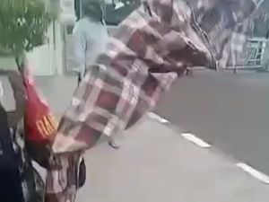 Viral Babinsa Tangkap Remaja Bawa Celurit Panjang di Taman Mini