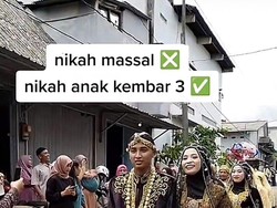 Viral Pernikahan Unik 3 Wanita Kembar di Jateng bak Nikah Massal
