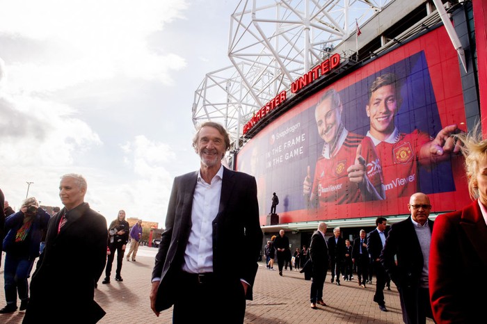 Sir Jim Ratcliffe at Old Trafford, home of Manchester United. Manchester United owners, the Glazer family, announced last November they were conducting a strategic review, with the sale of United one option being considered. Qatari banker Sheikh Jassim Bin Hamad Al Thani and INEOS founder Sir Jim Ratcliffe have bid to buy United, with both parties visiting the club this week. Picture date: Friday March 17, 2023. (Photo by Peter Byrne/PA Images via Getty Images)