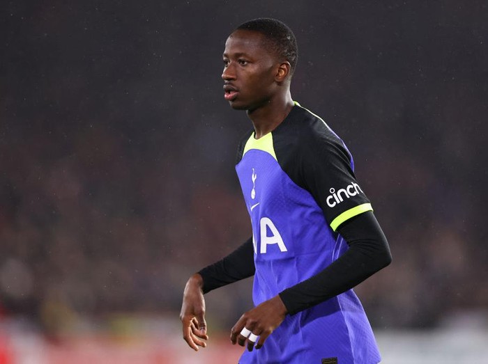SHEFFIELD, ENGLAND - MARCH 01: Pape Matar Sarr of Tottenham Hotspur during the Emirates FA Cup Fifth Round match between Sheffield United and Tottenham Hotspur at Bramall Lane on March 1, 2023 in Sheffield, England. (Photo by Robbie Jay Barratt - AMA/Getty Images)