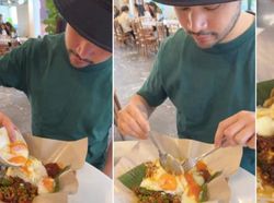 Makan Nasi Lemak Pakai Cara yang Unik, Pria Ini Menuai Pro Kontra