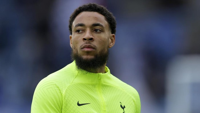 LEICESTER, ENGLAND - FEBRUARY 11: Arnaut Danjuma of Tottenham Hotspur looks on during the Premier League match between Leicester City and Tottenham Hotspur at The King Power Stadium on February 11, 2023 in Leicester, England. (Photo by Malcolm Couzens/Getty Images)