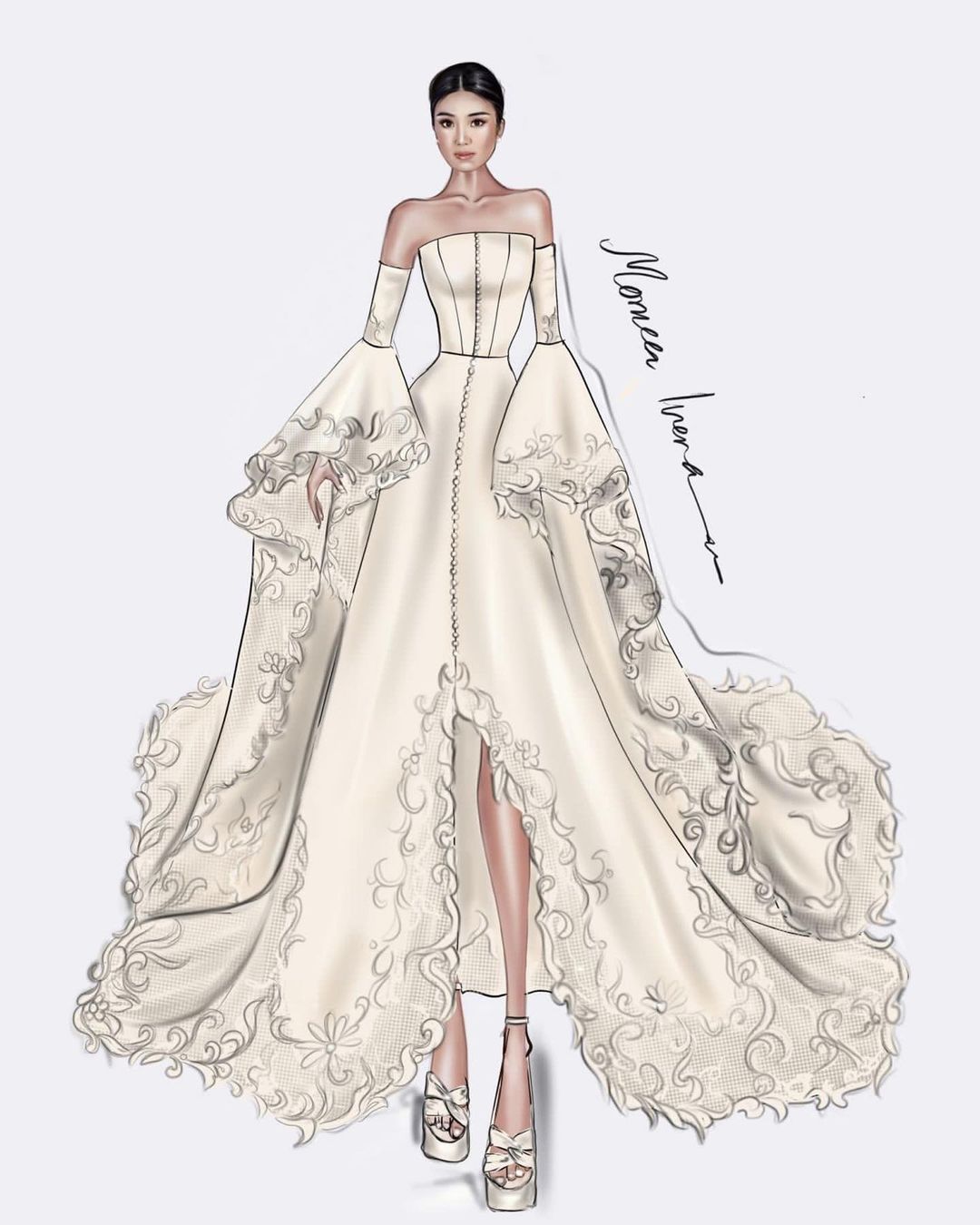 Gaun pengantin Valencia Tanoe rancangan Monica Ivena