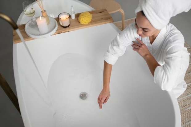 Ilustrasi mandi dengan air dingin. /Foto: Freepik.com/Freepik.