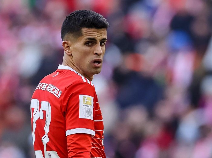 MUNICH, GERMANY - MARCH 11: Joao Cancelo of Bayern Muenchen looks on during the Bundesliga match between FC Bayern München and FC Augsburg at Allianz Arena on March 11, 2023 in Munich, Germany. (Photo by Roland Krivec/DeFodi Images via Getty Images)