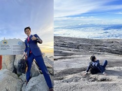 Viral Pria Jepang Daki Gunung Tertinggi Malaysia Pakai Jas
