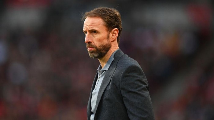 Gareth Southgate LONDON, ENGLAND - MARCH 26: Gareth Southgate, Head Coach of England looks on during the UEFA EURO 2024 qualifying round group C match between England and Ukraine at Wembley Stadium on March 26, 2023 in London, England. (Photo by Michael Regan - The FA/The FA via Getty Images)