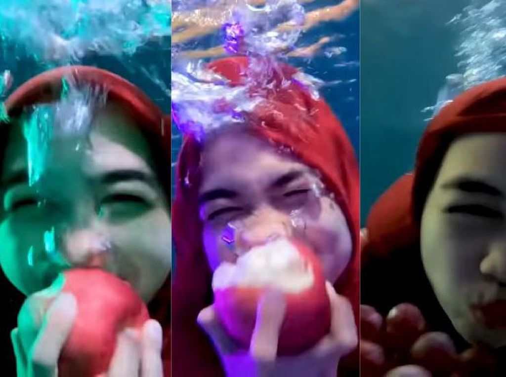 Ria Ricis Sahur Makan Buah dalam Air, Netizen Geram!