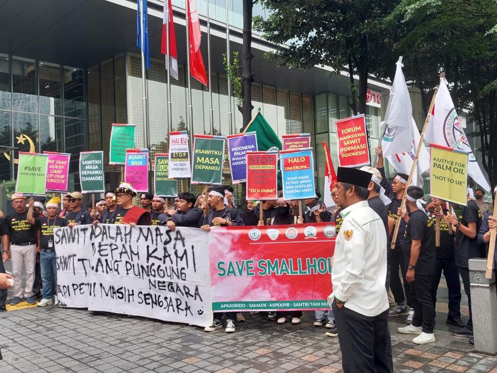 Petani Sawit Gelar Aksi Tolak Kebijakan Anti-Deforestasi Uni Eropa Petani Sawit Gelar Aksi Tolak Kebijakan Anti-Deforestasi Uni Eropa