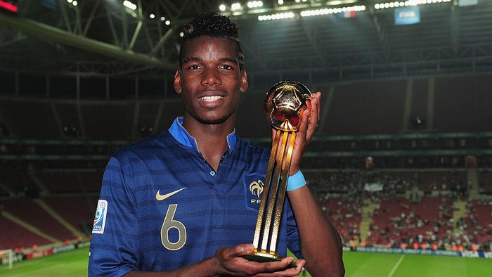 ISTANBUL, TURKEY - JULY 13:  Paul Pogba of France wins the adidas Golden Ball award during the FIFA World Cup Final between France and Uruguay at the Ali Sami Yen Arena on July 13, 2013 in Istanbul, Turkey.  (Photo by Jamie McDonald - FIFA/FIFA via Getty Images)
