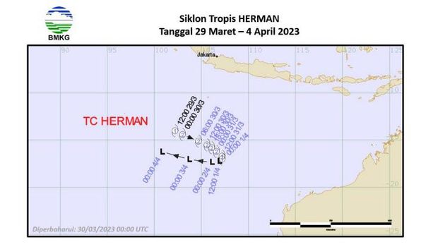 Siklon Tropis Herman di Jawa Timur menyebabkan hujan deras disertai petir dan angin kencang di Surabaya. Lantas, Siklon Tropis Herman itu sampai kapan?