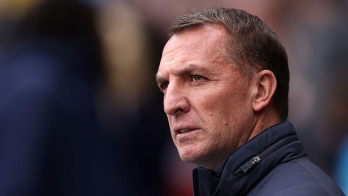 LONDON, ENGLAND - APRIL 01: Brendan Rogers, Manager of Leicester City, looks on prior to the Premier League match between Crystal Palace and Leicester City at Selhurst Park on April 01, 2023 in London, England. (Photo by Paul Harding/Getty Images)
