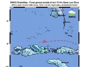 Gempa Makassar Berpusat di Bima NTB, Berkekuatan M 5,8