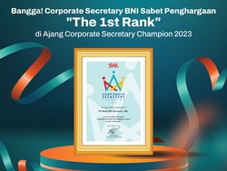 BNI Raih Penghargaan First Bank Champion Corporate Secretary 2023