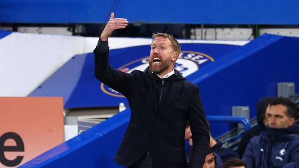 Graham Potter LONDON, ENGLAND - APRIL 01: Graham Potter, Manager of Chelsea, reacts during the Premier League match between Chelsea FC and Aston Villa at Stamford Bridge on April 01, 2023 in London, England. (Photo by Clive Rose/Getty Images)