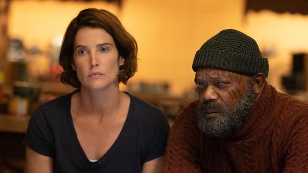Serial Secret Invasion (L-R): Cobie Smulders as Maria Hill and Samuel L. Jackson as Nick Fury in Marvel Studios' SECRET INVASION, exclusively on Disney+. Photo by Des Willie. © 2023 MARVEL.