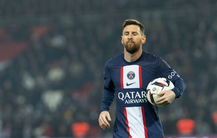 PARIS, FRANCE - APRIL 02: Lionel Messi of PSG during the Ligue 1 match between Paris Saint-Germain and Olympique Lyon at Parc des Princes on April 02, 2023 in Paris, France.  (Photo by Tnani Badreddine/DeFodi Images via Getty Images)