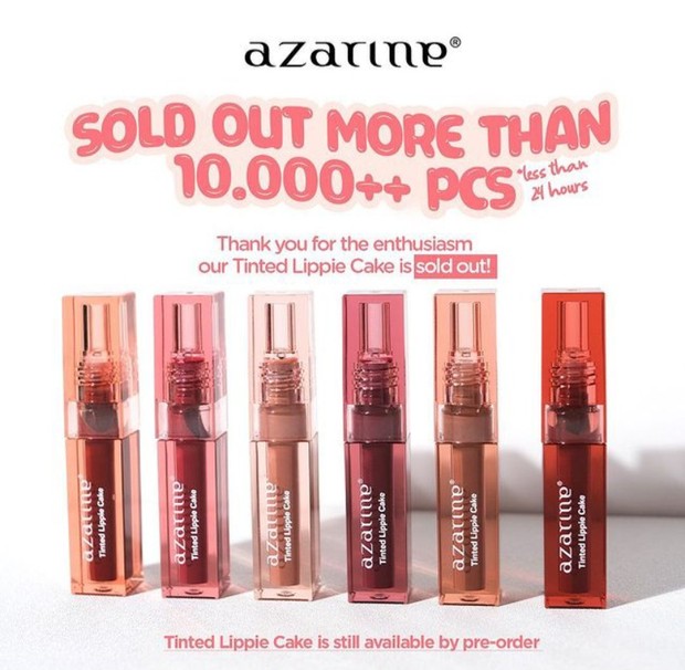Gambar produk lip tint Azarine terbaru yang langsung sold out.