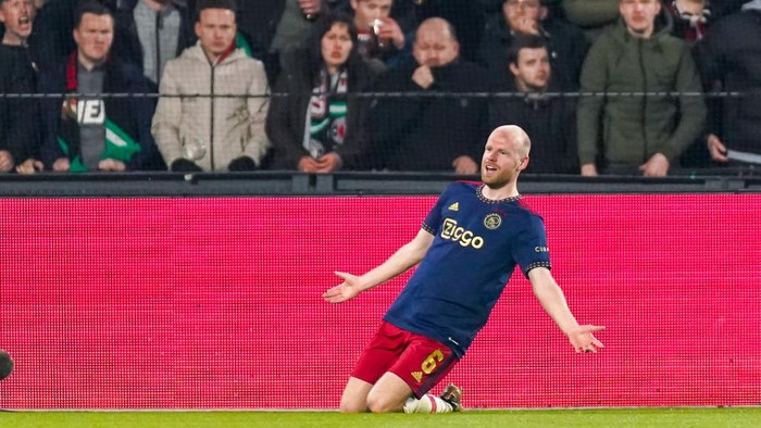 Davy Klaassen ROTTERDAM, NETHERLANDS - APRIL 5: Davy Klaassen of Ajax is celebrating his goal during the TOTO KNVB Cup - Semi-Final match between Feyenoord and Ajax at Stadion Feyenoord on April 5, 2023 in Rotterdam, Netherlands (Photo by Joris Verwijst/BSR Agency/Getty Images)