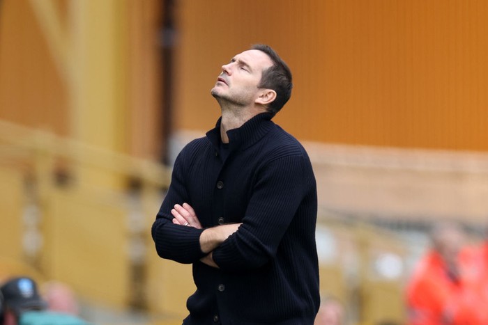 WOLVERHAMPTON, ENGLAND - APRIL 08: Frank Lampard, Caretaker Manager of Chelsea, looks dejected during the Premier League match between Wolverhampton Wanderers and Chelsea FC at Molineux on April 08, 2023 in Wolverhampton, England. (Photo by Eddie Keogh/Getty Images)
