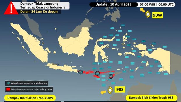 Analisis BMKG Bibit Siklon Tropis 90W di Indonesia