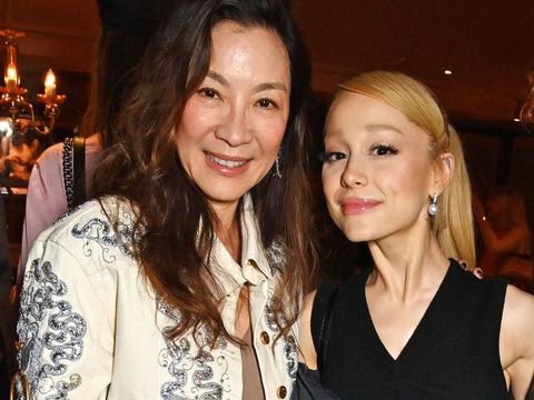 Michelle Yeoh and Ariana Grande attend Michelle Yeoh's Oscar celebrations hosted by Yeoh's manager David Unger and the Mandarin Oriental Hyde Park, London at The Aubrey on March 26, 2023 in London, England. (Photo by Dave Benett/Getty Images for Mandarin Oriental Hyde Park)