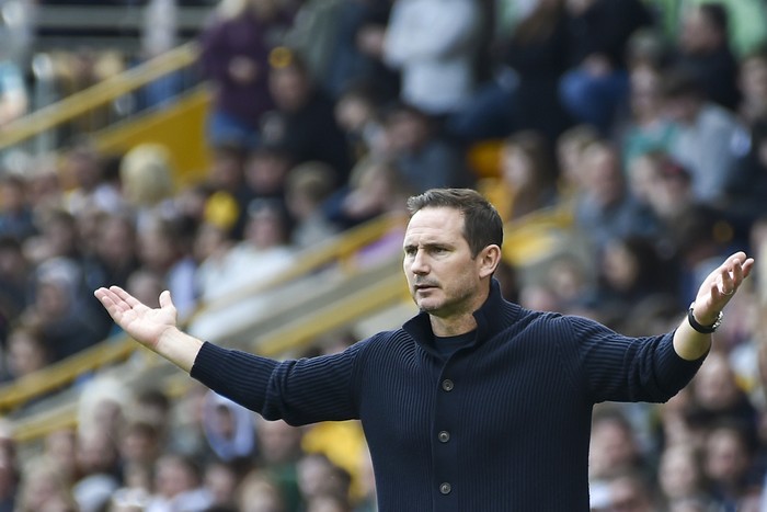 Chelseas caretaker manager Frank Lampard reacts during the English Premier League soccer match between Wolverhampton Wanderers and Chelsea, at the Molineux Stadium, in Wolverhampton, England, Saturday, April 8, 2023. (AP Photo/Rui Vieira)