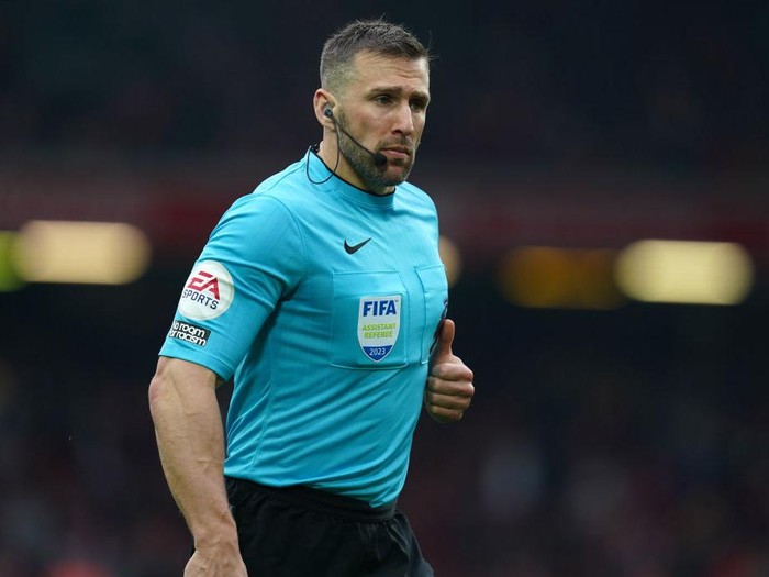 Assistant referee Constantine Hatzidakis during the Premier League match at Anfield, Liverpool. Picture date: Sunday April 9, 2023. (Photo by Nick Potts/PA Images via Getty Images)