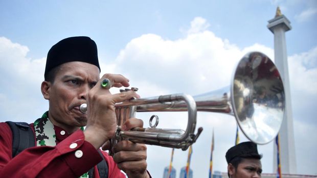Ilustrasi pemain trompet tanjidor, ilustrasi trompet, ilustrasi terompet, ilustrasi tanjidor, ilustrasi orkes betawi, ilustrasi budaya betawi, ilustrasi betawi