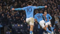 Kemenangan ini membuat Man City menginjakkan satu kakinya di semifinal Liga Champions. Leg kedua digelar di Allianz Arena pada 20 April. Getty Images/Eurasia Sport Images  