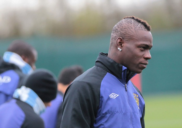 Barclays Premier League, Manchester City Training and Press Conference- Carrington Training Ground, Mario Balotelli, Manchester City   (Photo by Sharon Latham/Manchester City FC via Getty Images)