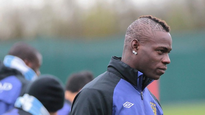 Barclays Premier League, Manchester City Training and Press Conference- Carrington Training Ground, Mario Balotelli, Manchester City   (Photo by Sharon Latham/Manchester City FC via Getty Images)
