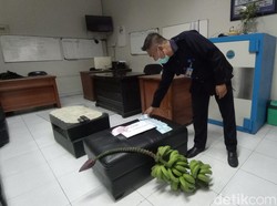 Kantor BNN Tasikmalaya Dapat THR Setandan Pisang dan Duit Mainan