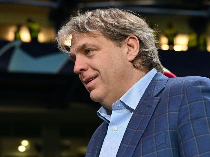 Chelsea's US owner Todd Boehly reacts after the UEFA Champions League round of 16 second-leg football match between Chelsea and Borrusia Dortmund at Stamford Bridge in London on March 7, 2023. - Chelsea won the match 2-0. (Photo by Glyn KIRK / IKIMAGES / AFP) (Photo by GLYN KIRK/IKIMAGES/AFP via Getty Images)