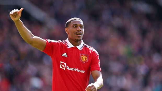 MANCHESTER, ENGLAND - APRIL 08: Anthony Martial of Manchester United celebrates after scoring a goal to make it 2-0 during the Premier League match between Manchester United and Everton FC at Old Trafford on April 8, 2023 in Manchester, United Kingdom. (Photo by Robbie Jay Barratt - AMA/Getty Images)