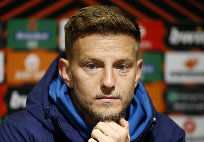 Soccer Football - Europa League - Sevilla Press Conference - Old Trafford, Manchester, Britain - April 12, 2023 Sevillas Ivan Rakitic during the press conference Action Images via Reuters/Ed Sykes