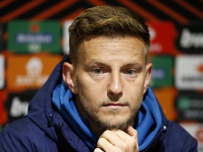 Soccer Football - Europa League - Sevilla Press Conference - Old Trafford, Manchester, Britain - April 12, 2023 Sevilla's Ivan Rakitic during the press conference Action Images via Reuters/Ed Sykes