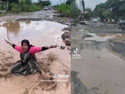 Viral Jalan Rumbia Lamteng Rusak Parah, Warga: Bisa Bikin Waterboom
