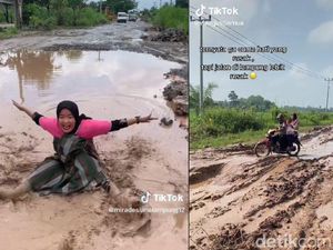 10 Potret Jalan di Lampung yang Rusak Parah, Sudah Mirip Waterboom