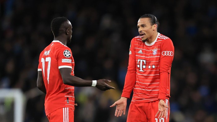 MANCHESTER, ENGLAND - APRIL 11: Leroy Sane of Bayern Munich and Sadio Mane of Bayern Munich moan at each other during the UEFA Champions League quarterfinal first leg match between Manchester City and FC Bayern München at Etihad Stadium on April 11, 2023 in Manchester, United Kingdom. (Photo by Simon Stacpoole/Offside/Offside via Getty Images)
