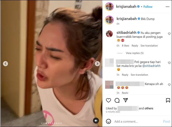 Momen Aib Siti Badriah yang Diunggah Krisjiana Baharudin