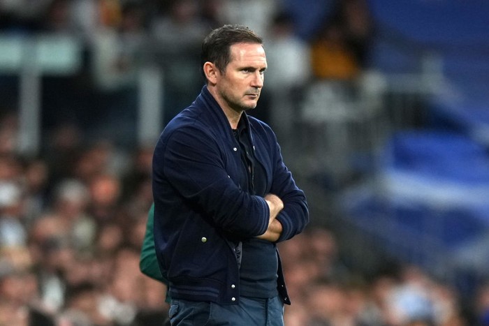 MADRID, SPAIN - APRIL 12: Frank Lampard, Caretaker Manager of Chelsea, looks dejected during the UEFA Champions League quarterfinal first leg match between Real Madrid and Chelsea FC at Estadio Santiago Bernabeu on April 12, 2023 in Madrid, Spain. (Photo by Angel Martinez/Getty Images)