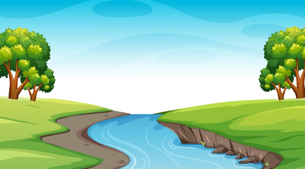 Contoh gambar pemandangan dengan crayon.